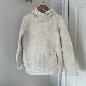 Duluth Trading Co Quilted Sweater Womens Medium Cream Front Pockets Hoodie